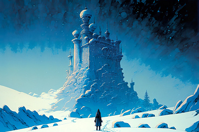 Icy Castle 8 ai art color concept design digital gradient illustration light midjourney minimal painting photoshop simple snow