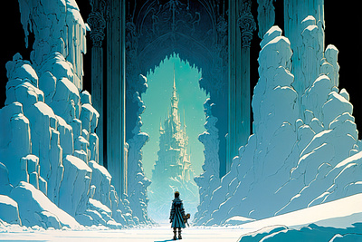 Icy Castle 5 ai art color concept design digital gradient illustration light midjourney minimal painting photoshop simple snow