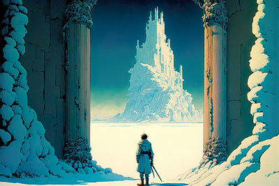 Ice Castle 1 ai art color concept design digital gradient illustration light midjourney minimal painting photoshop simple snow