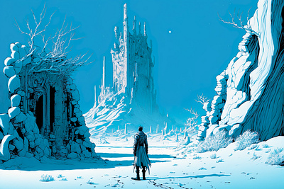 Icy Castle 6 ai art color concept design digital gradient illustration light midjourney minimal painting photoshop simple snow