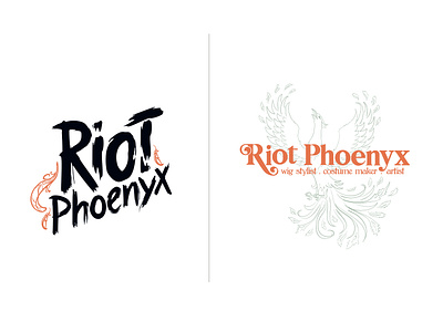 Riot Phoenyx bird branding content creator convention cosplay costume design geek graphic design illustration influencer logo logo type nerd phoenix riot social media typography words