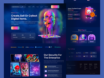 3d NFT Landing Page Design 3d 3d website design art artwork design graphic design header landing page market page nft nft design nft ui nft web design studio ui uiux ux web web app website