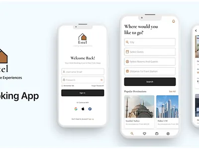 Estel Hotel Booking App abu dhabi brand identity branding creative design graphic design hotel hotel booking illustration logo travel ui ux vector visual visual identity