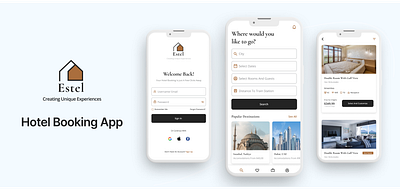 Estel Hotel Booking App abu dhabi brand identity branding creative design graphic design hotel hotel booking illustration logo travel ui ux vector visual visual identity