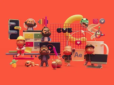 Cub Studio Animated Web Elements 3d animation bio character sports web