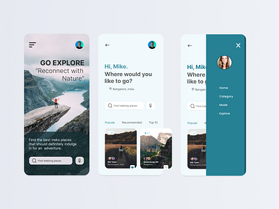 Trekking App graphic design ui