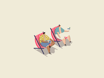Chillin' with a Cocktail beach character chilled chillin cocktails deckchair drinks food fun illustration isometric legs up people relaxing sitting down summer two people