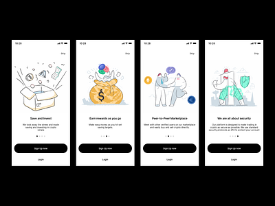 Crypto Wallet Onboarding Screens app crypto design ios onboarding p2p ui ux wallet