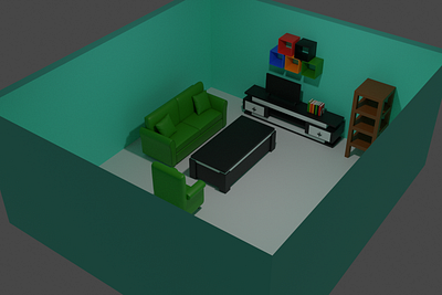 Living Room 3d blender graphic design