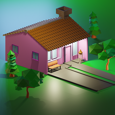 House 3d blender graphic design