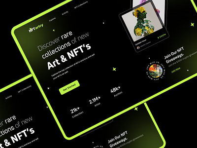 NFTartry-Landing Page art dark landing page nft nft langing page nft marketplace nfts trending ui ui ui design uiux ux web design