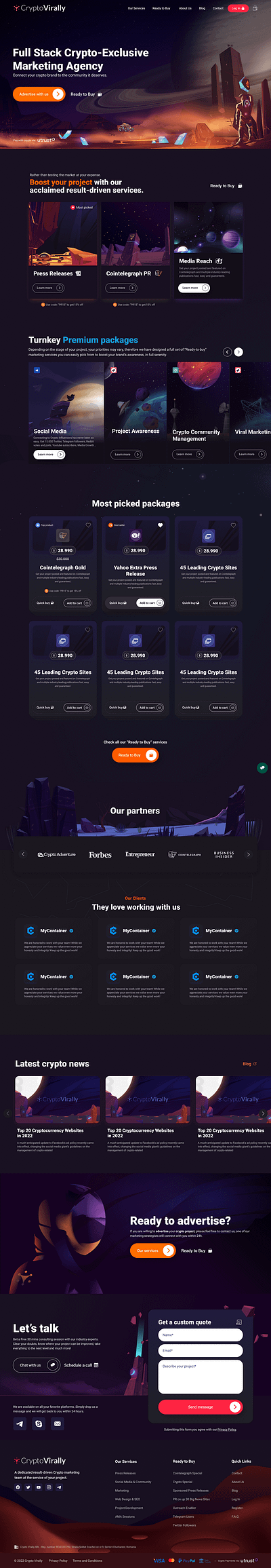 Crypto Marketing Space Website - Web Design by Creatif Agency branding creatif agency crypto crypto web design crypto website design illustration logo ui web design