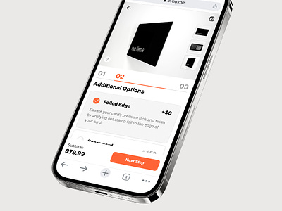 Mobile Customizer of cards for OVOU. Additional Options add to contact additional options cards contact sharing corporate profile customizer ecommerce minimalism mobile design mobile ui nfc card options profile card profile design share contact smart business card ui uidesign vcard web