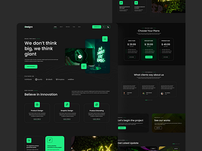 Creative Studio Landing Page darkmode studio design typography web design