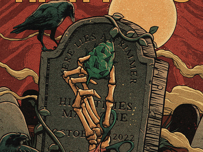 High Times cannabis crow grave graveyard halloween magazine moon raven skeleton skull tomb