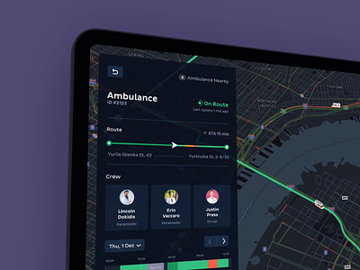 Transporto — Ambulance Fleet Management Concept 3d ambulance animation app b2b dark driver enterprise fleet ios ipad map motion graphics tracking ui