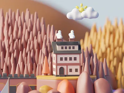 Castle On A Cliff 3d 3d art 3d castle 3d design 3d illustration 3d isometric 3d render blender castle castle illustration design fantasy illustration lowpoly medieval