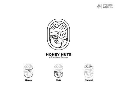 Honey Nuts - Pure from nature bee logo brand brand design brand identity branding design fanaan gfx graphic design honey bee honey bee logo honey logo honey nut logo honey nuts illustration logo logo brand natural premium quality pure from nature