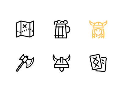 Vikings icon set design education history icon line north pictogram scandinavian style vector viking