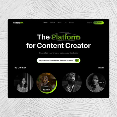 StudioDX - The Platform for Content Creator design figma figmadesign graphic design ui ux webdesign website header