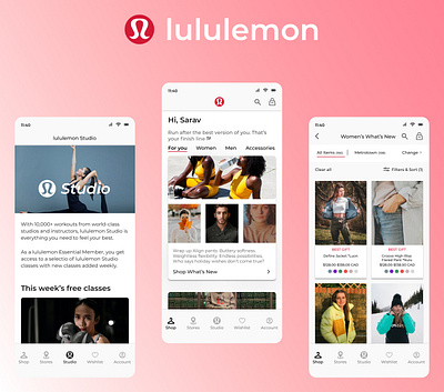 lululemon mobile screens app design dailyui design ui ux