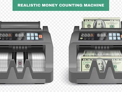 Money counting machine counting illustration machine money realistic vector