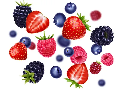Flying berries background berries flying fruits illustration realistic vector