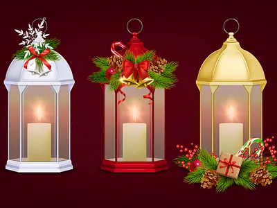 Christmas lantern set celebration christmas illustration lantern realistic vector