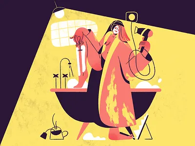 Bath time! art bath blog illustration character design flat illustration girl character illustration procreate relax shaving texture