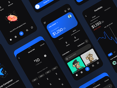 Crypto wallet app dark theme app banking charts crypto cuberto currency experience design graphics interface design investment mobile ui ux wallet