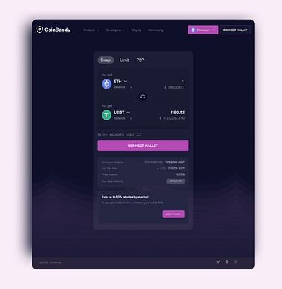 CoinBandy dApp blockchain crypto dapp design mobile app product design trading ui ui design ux web3