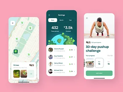 Mobile challenge app design [2/2] challenge community service donation follower followers gamification like content mobile design mobile interface mobile ui profile score social social application social media social media profile ui design user interface