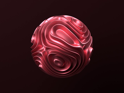 Wavy Sphere 3d abstract animation blender circle icon illustration loop metal organic planet purple red render rose seamless sphere wave