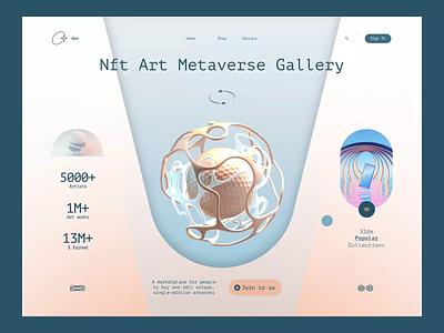 Gee — NFT Art Metaverse Gallery 3d animation design graphic design landing motion graphics trend ui uiux ux web