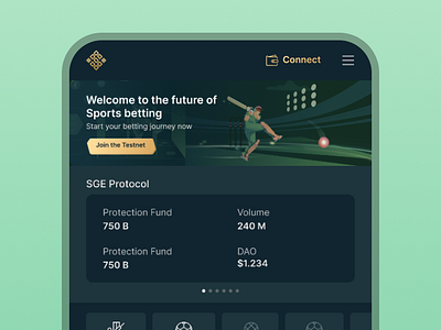 Six Sigma Sports • Web3 Sports Betting Mobile Web App Homepage betting blockchain dark mode gambling homepage mobile money sge sports ui web3