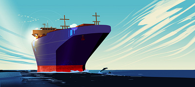 Ship at Sea 2d illustration ocean sea ship