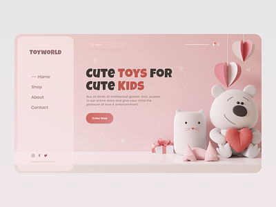Toy Store Design brand identity branding creative cute design graphic design kids landing page landing page design pink toy toy store toy store design toys ui vector visual identity