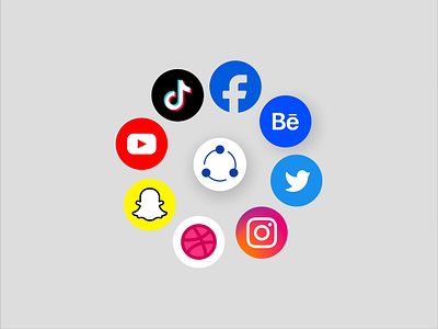 Social Share animation app apple branding corporate design facebook icon icons illustration iphone logo logotype print social share tiktok typography ui vector website