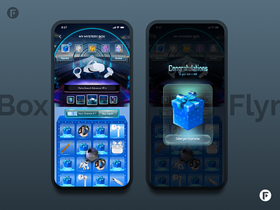 Flynbox update(Mystery box) animation dark ui design gift illustration ios mobile app design mystery box product design raffle surprise box ui user experience user interaction user interface ux