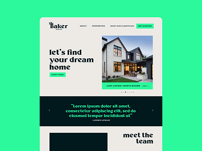 The Baker Group Realty Brand Web UI branding home page modern properties realtor realty ui website