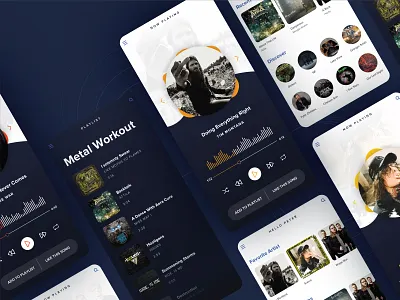 UI Challenge :: Music Player album art app design audio dark theme design edgy hip hop minimal mobile mobile app mobile app design mobile ui music music player player podcast punk ui ux
