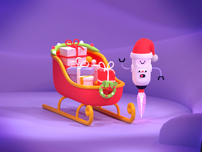 Mibex advent calendar - illustration 3d holly illustration robot santa slay