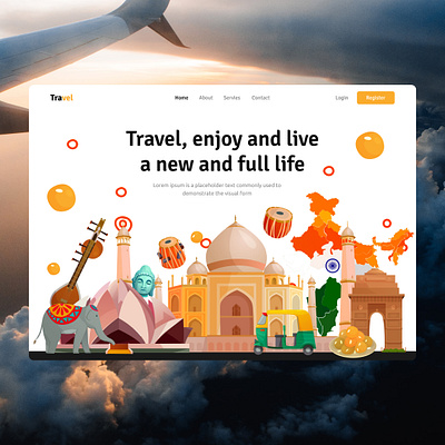 Travel - Website header Design design figma figmadesign graphic design travel travelwebsite ui ux webdesign