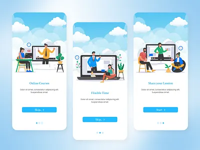 Learning Apps Onboarding Screen android application apps branding clean design clean ui design e learning illustration intro iso learning learning apps onboarding screen library onboarding online course photoshop software splash ui