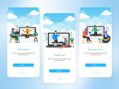 Learning Apps Onboarding Screen android application apps branding clean design clean ui design e learning illustration intro iso learning learning apps onboarding screen library onboarding online course photoshop software splash ui