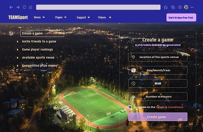 Sports Game App branding design ui ux web design