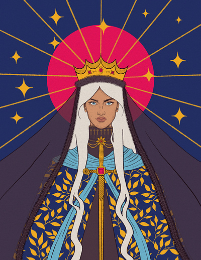 Queen of Swords digital art drawing illustration major arcana queen queen of swords royal swords tarot witchy