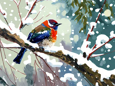 bird ai canvas print illustration painting wall art