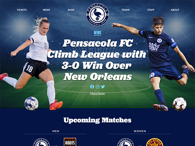 Pensacola FC - NPSL Home Page Design branding design football futbol graphic design home page page layout soccer ui website design