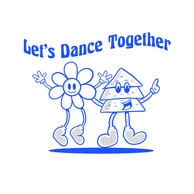 Let's Dance Together cartooncharacter design illustration logo mascot retro cartoon vintage
